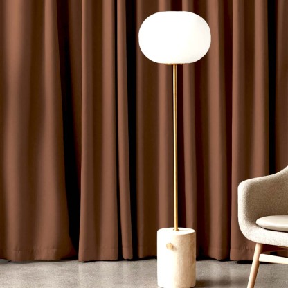 Jacquard Room Darkening Curtains in Caramel Brown Set Of 2 - (P65)