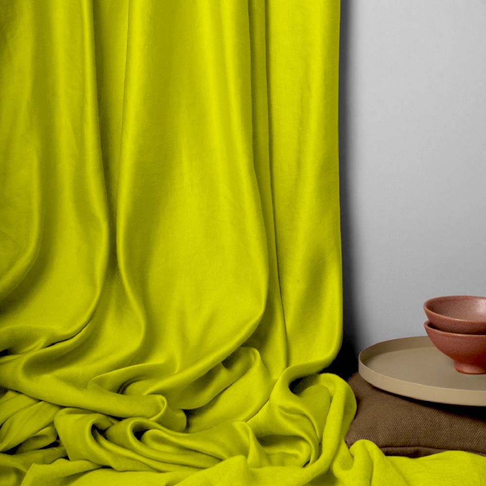 Jacquard Room Darkening Curtains in Lemon Yellow Set Of 2 - (P66)