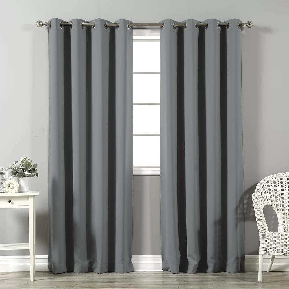 Jacquard Room Darkening Curtains in Lava Grey Set Of 2 - (P67)