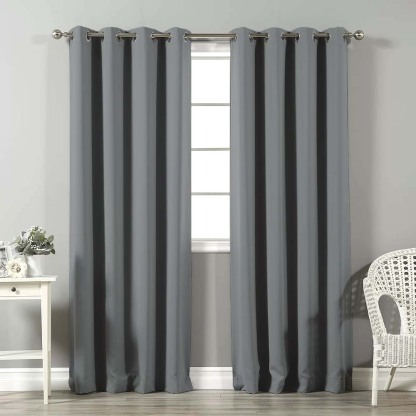 Jacquard Room Darkening Curtains in Lava Grey Set Of 2 - (P67)