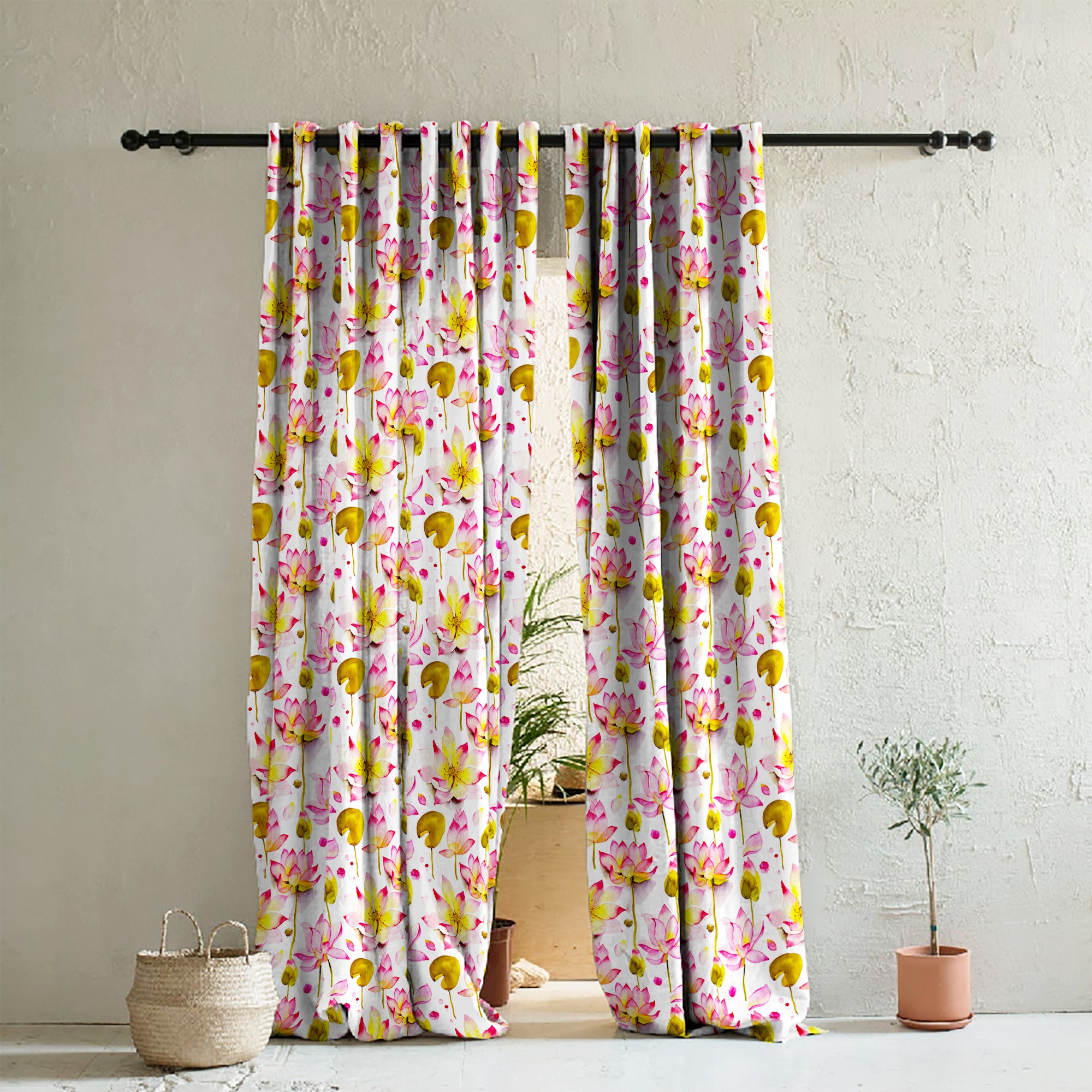 Elegant Floral Print Room Darkening Curtains- Set of 2 - DS06A