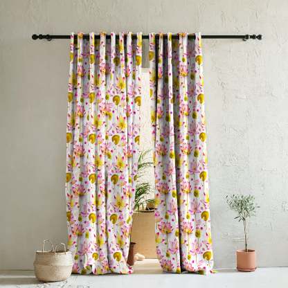 Elegant Floral Print Room Darkening Curtains- Set of 2 - DS06A
