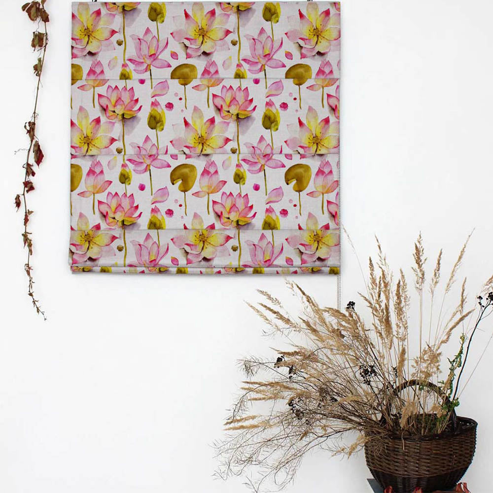Lotus Dreams Floral Pink Satin Roman Blind (DS6A)