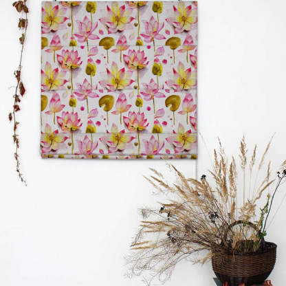 Lotus Dreams Floral Pink Satin Roman Blind (DS6A)