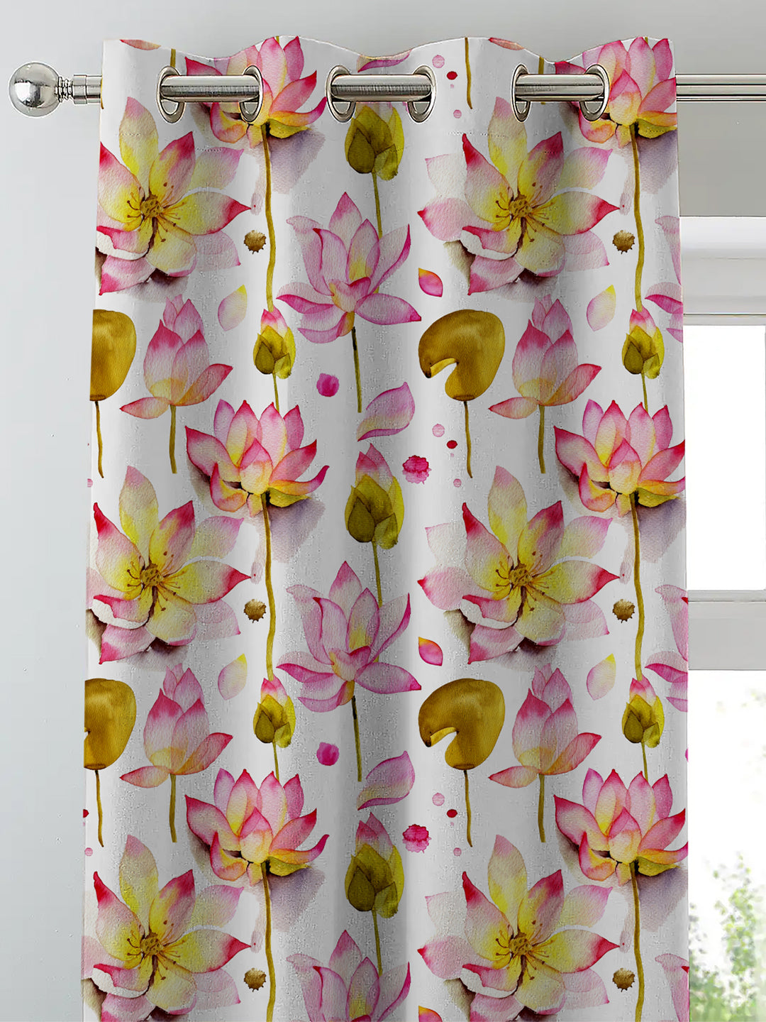 Elegant Floral Print Room Darkening Curtains- Set of 2 - DS06A