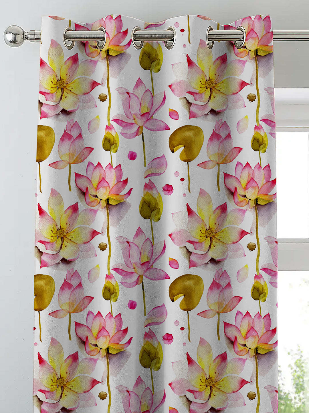 Elegant Floral Print Room Darkening Curtains- Set of 2 - DS06A
