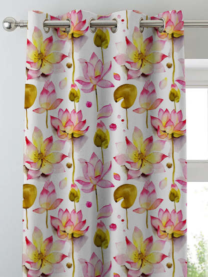 Elegant Floral Print Room Darkening Curtains- Set of 2 - DS06A