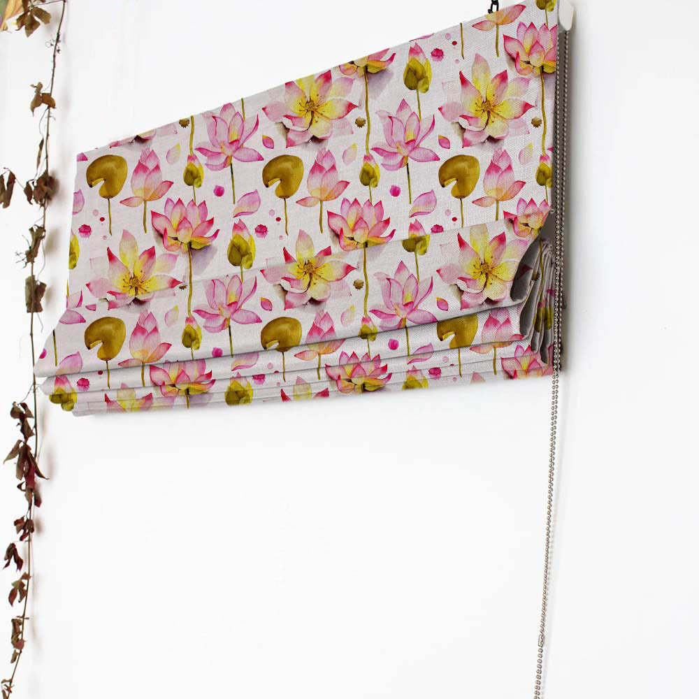 Lotus Dreams Floral Pink Satin Roman Blind (DS6A)