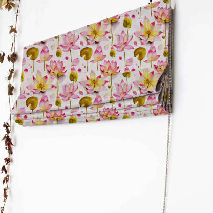 Lotus Dreams Floral Pink Satin Roman Blind (DS6A)