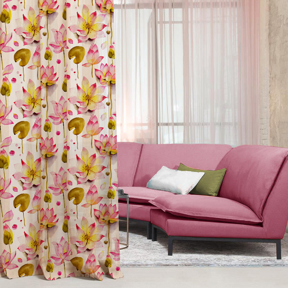 Elegant Floral Print Room Darkening Curtains- Set of 2 - DS06A
