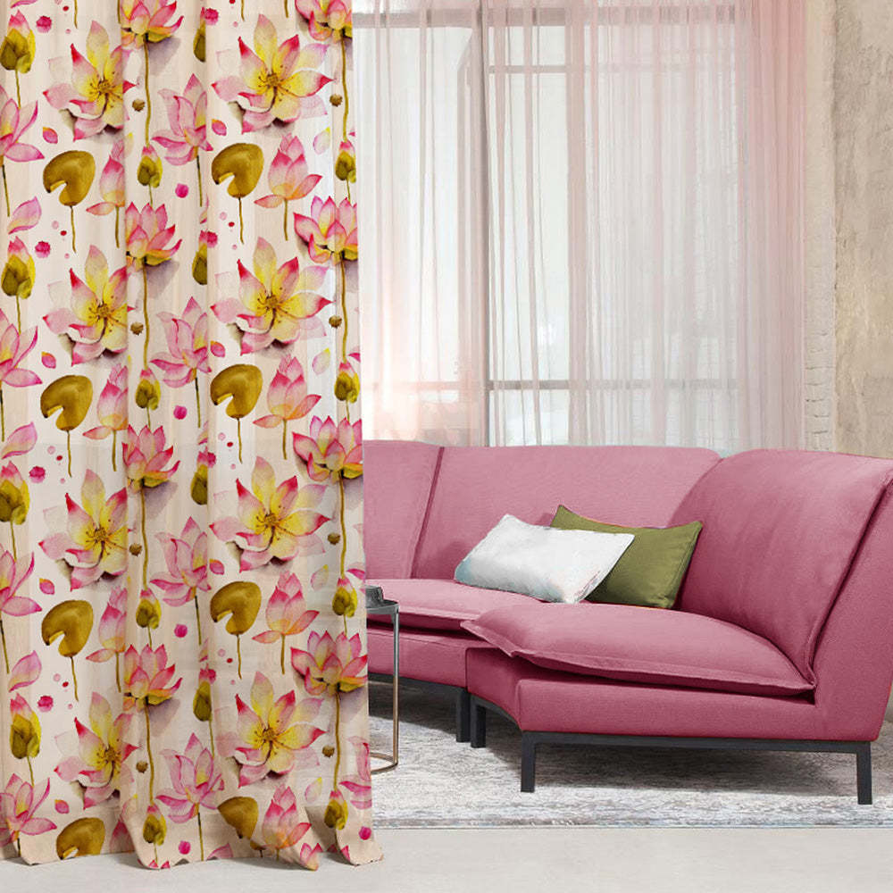 Elegant Floral Print Room Darkening Curtains- Set of 2 - DS06A