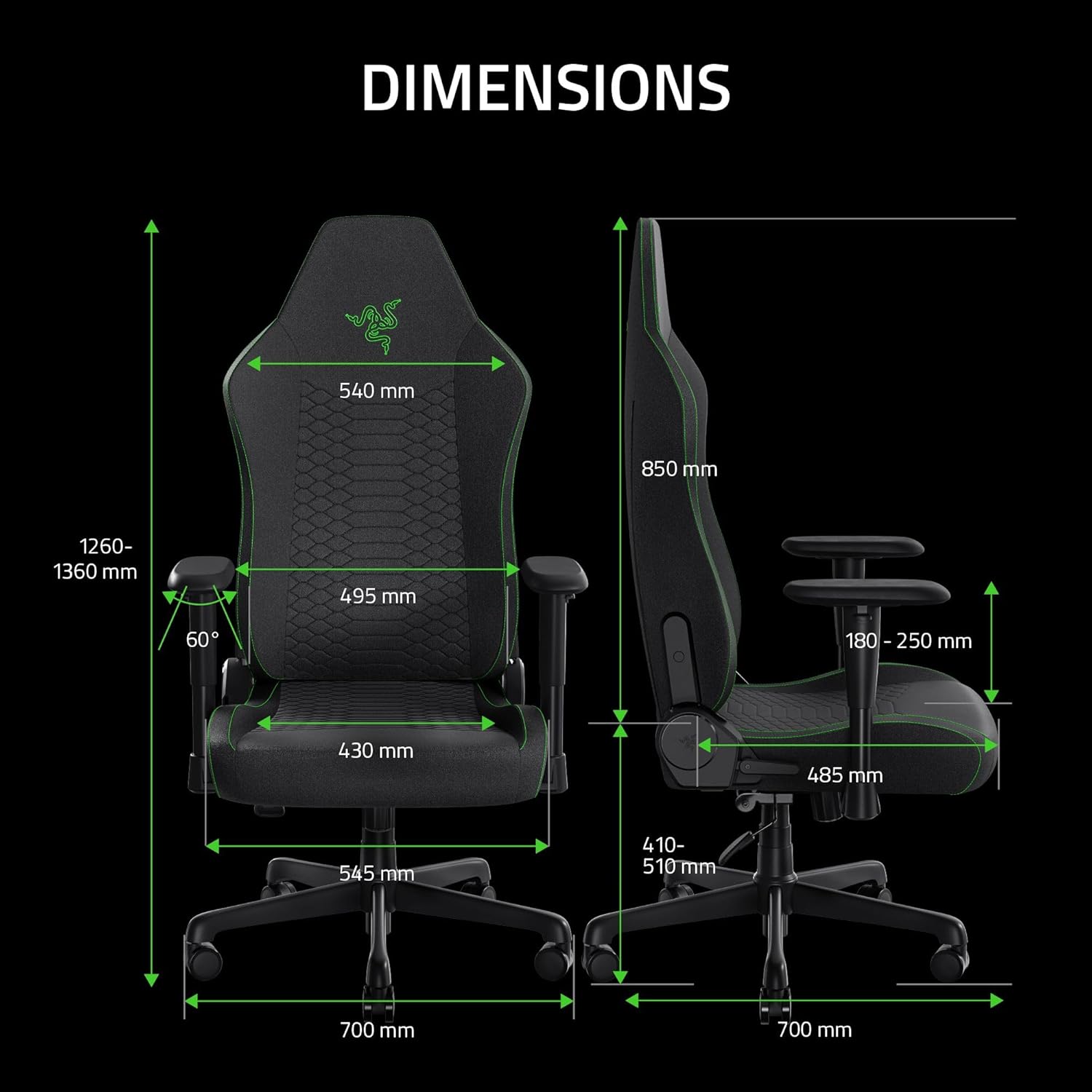 Razer Iskur V2 X Gaming Chair, Lumbar Support, Black