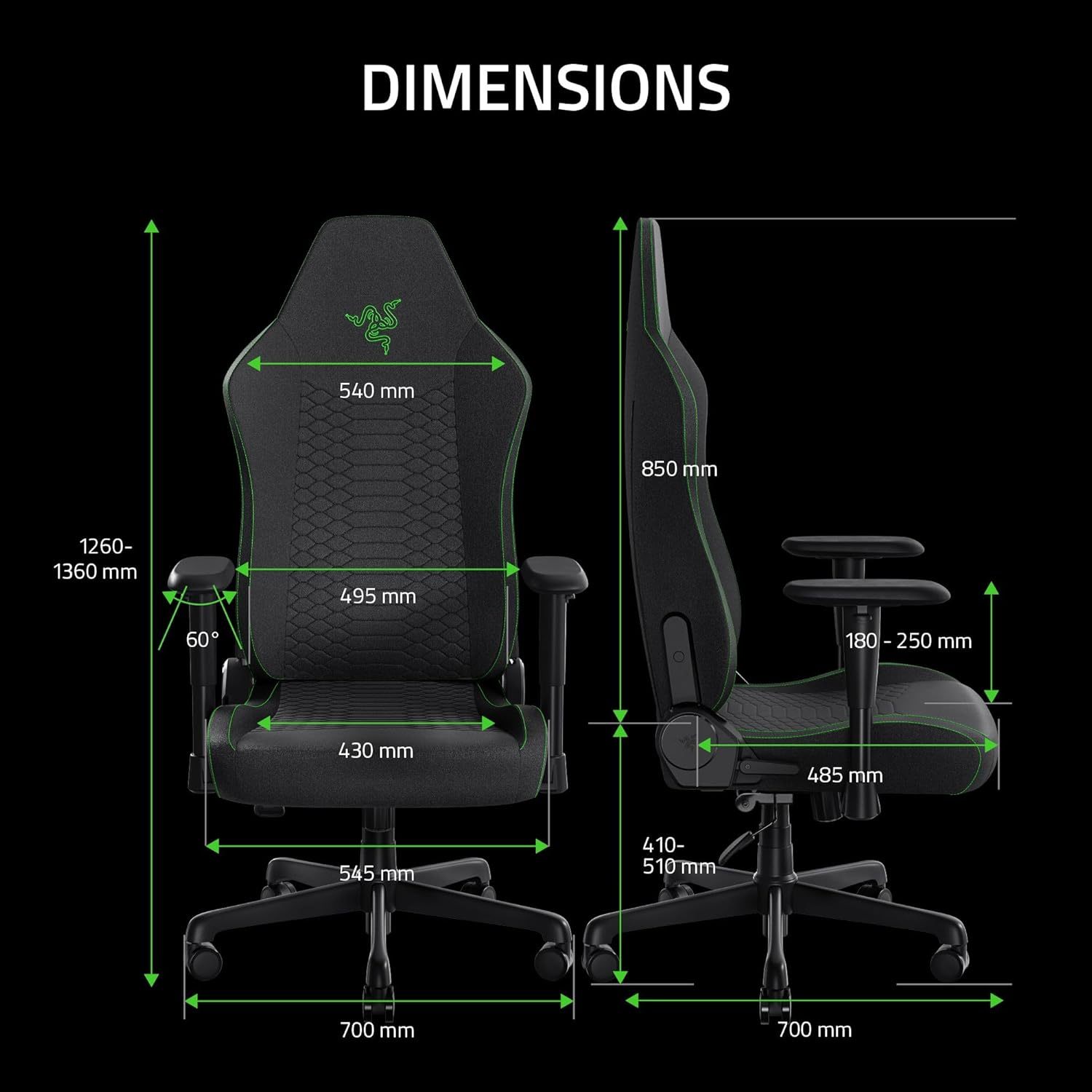 Razer Iskur V2 X Gaming Chair, Lumbar Support, Black