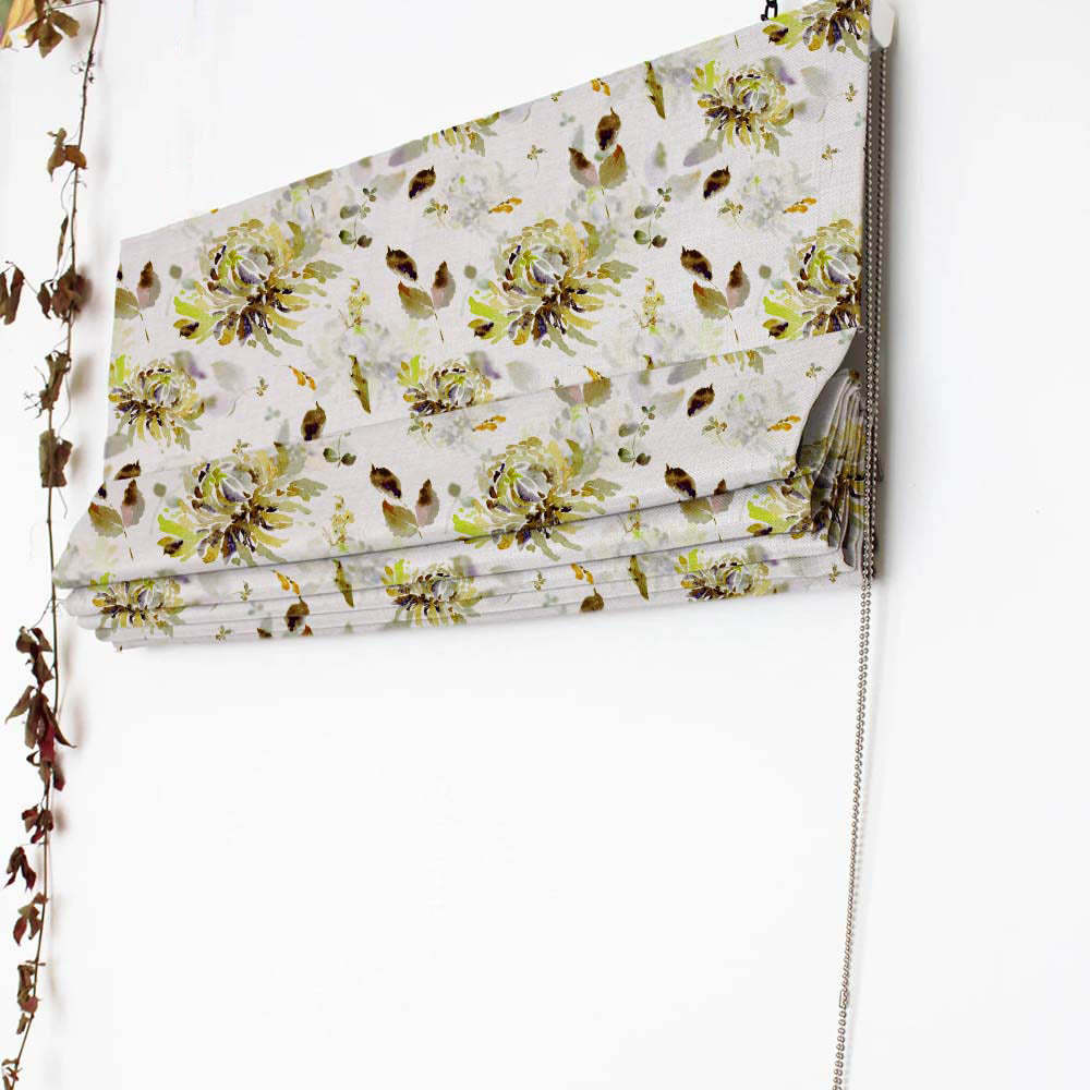 Aquarelle Garden Floral Olive Satin Roman Blind (DS72F)