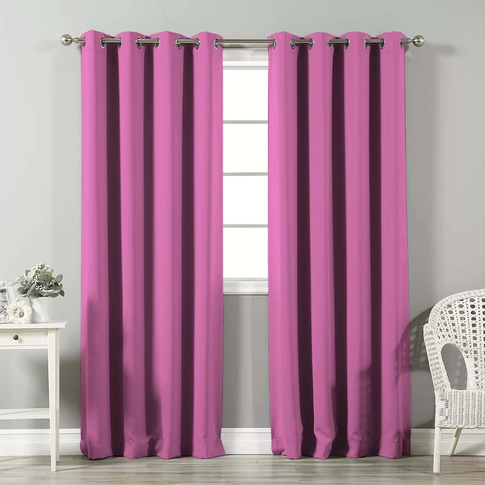 Jacquard Room Darkening Curtains in Doll Pink Set Of 2 - (P74)
