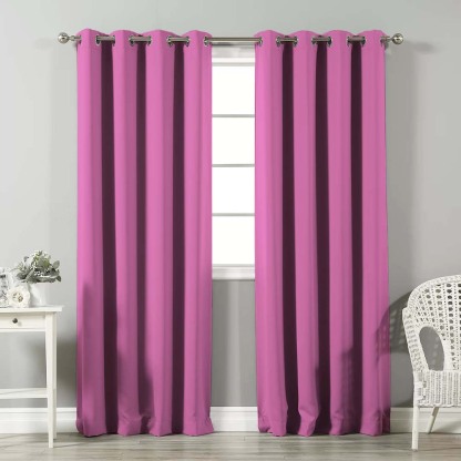 Jacquard Room Darkening Curtains in Doll Pink Set Of 2 - (P74)