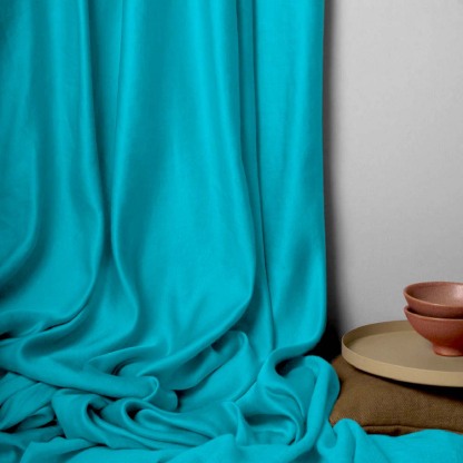 Jacquard Room Darkening Curtains in Blue Topaz Set Of 2 - (P79)