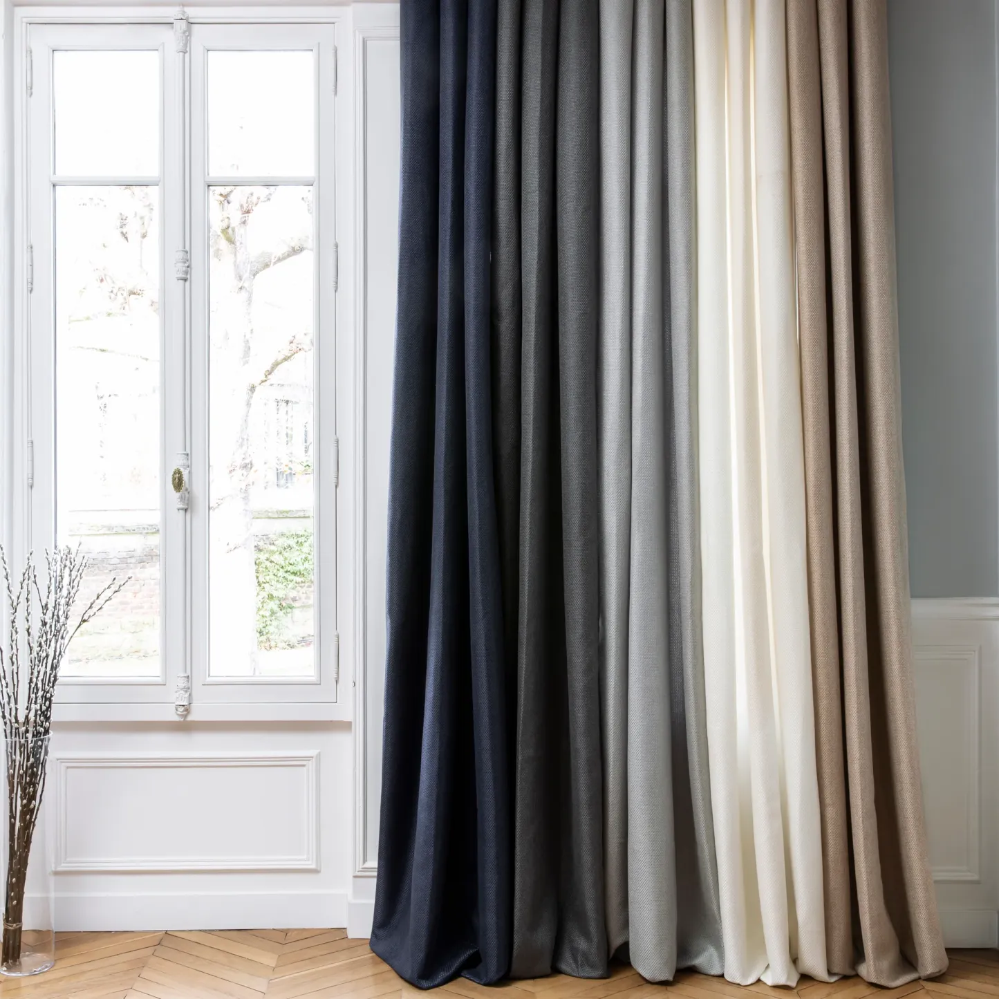 Coconut Curtain in Pearl Grey Linen – Elegant Weave with Aluminum Eyelets