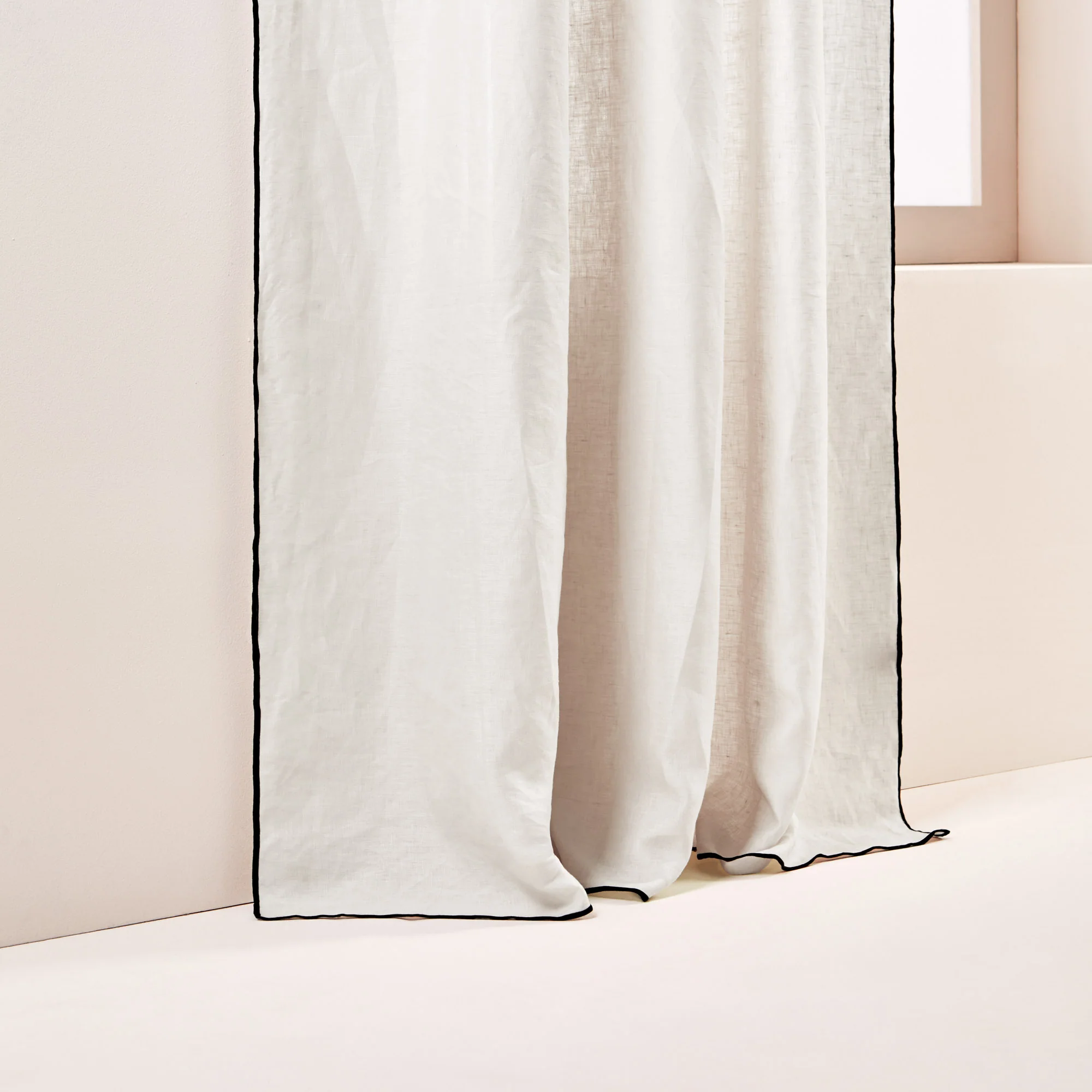 CARLINA Limestone and Black Borden Panel Curtains