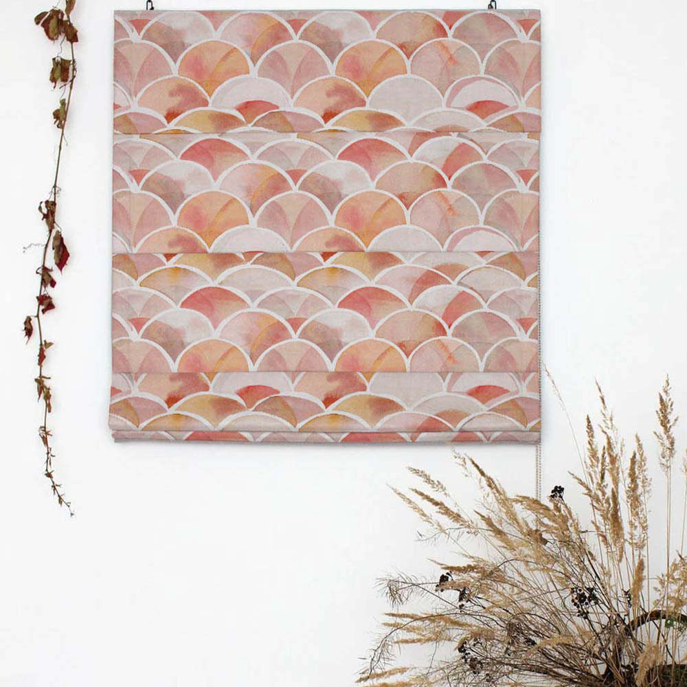 Vibrant Dreams Geometric Rust Satin Roman Blind (DS81E)
