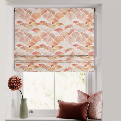 Vibrant Dreams Geometric Rust Satin Roman Blind (DS81E)