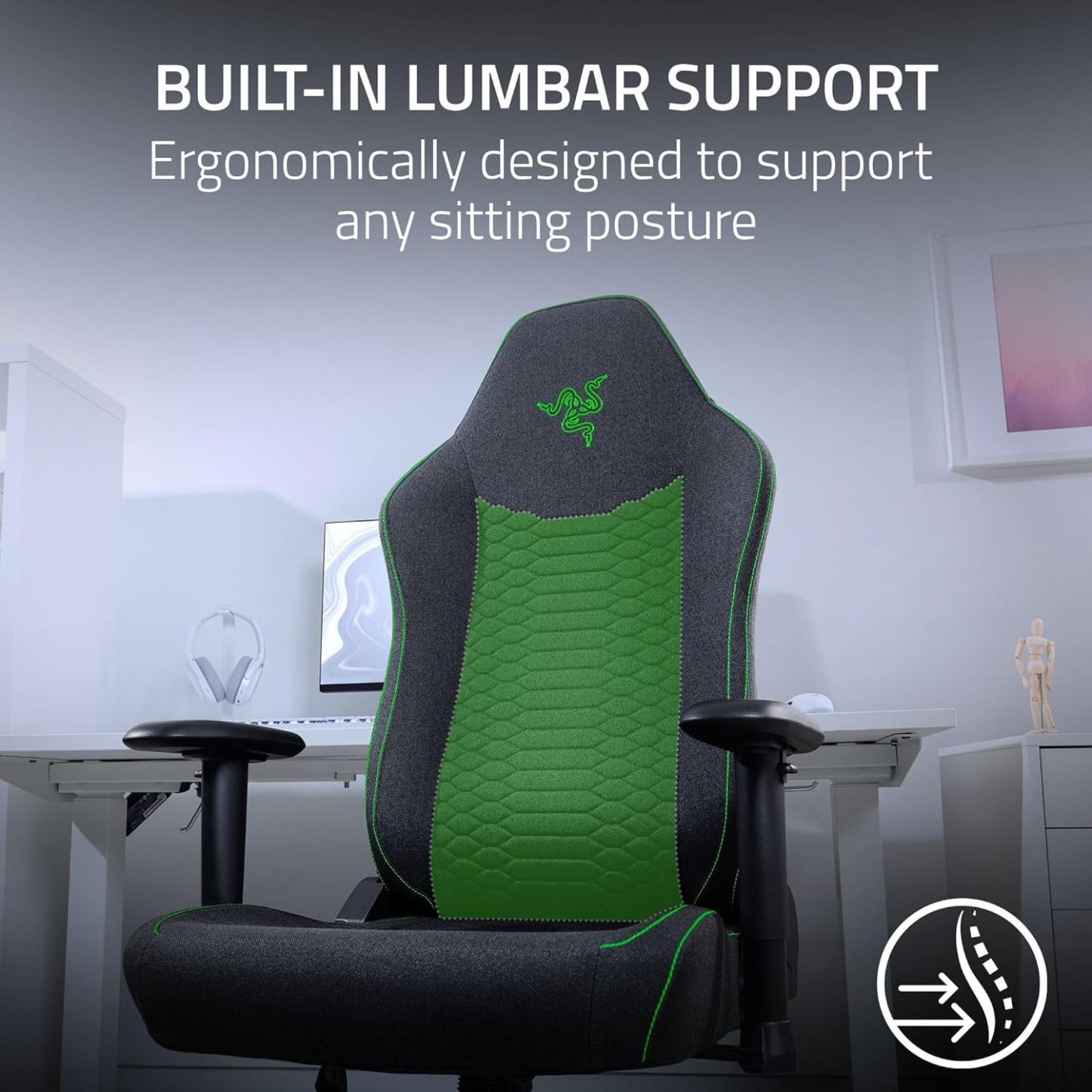 Razer Iskur V2 X Gaming Chair, Lumbar Support, Black