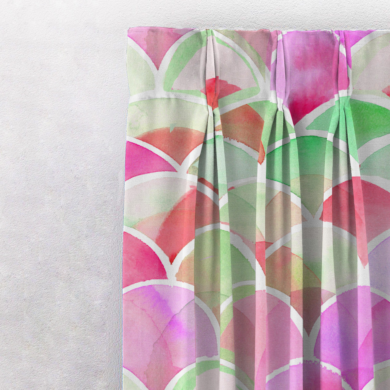 Vibrant Dreams Geometric Pink Heavy Satin Room Darkening Curtains Set Of 2 - (DS81B)