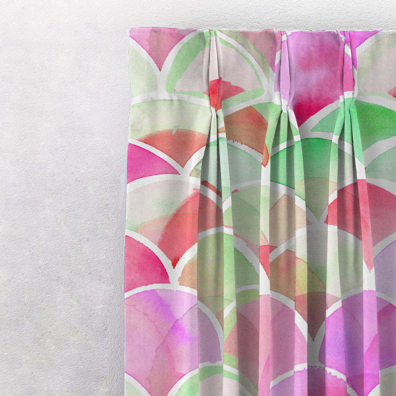 Vibrant Dreams Geometric Pink Heavy Satin Room Darkening Curtains Set Of 2 - (DS81B)