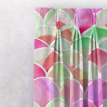 Vibrant Dreams Geometric Pink Heavy Satin Room Darkening Curtains Set Of 2 - (DS81B)