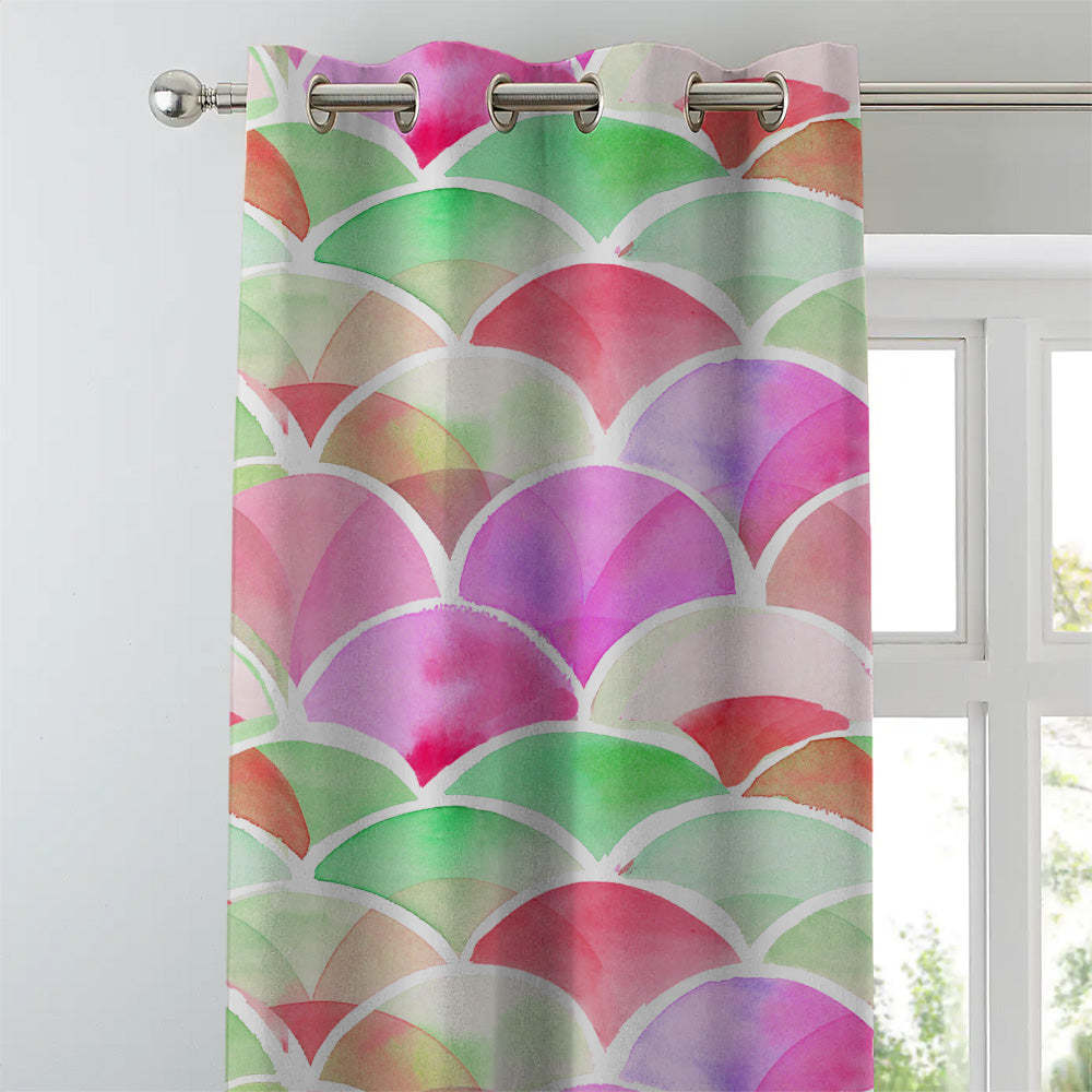 Vibrant Dreams Geometric Pink Heavy Satin Room Darkening Curtains Set Of 2 - (DS81B)