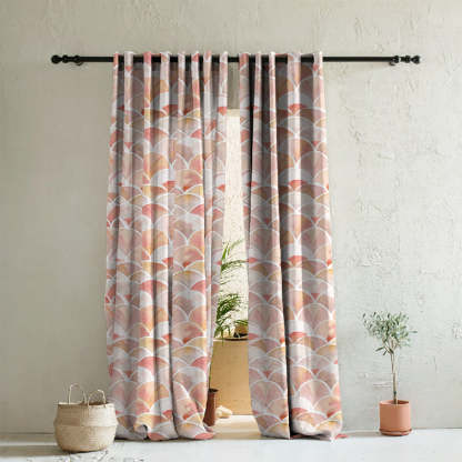 Vibrant Dreams Geometric Rust Heavy Satin Room Darkening Curtains Set Of 2 - (DS81E)