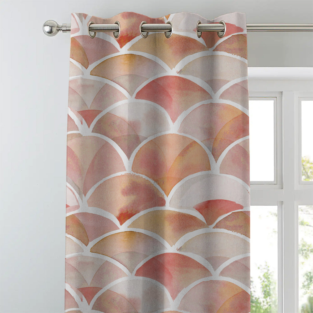 Vibrant Dreams Geometric Rust Heavy Satin Room Darkening Curtains Set Of 2 - (DS81E)