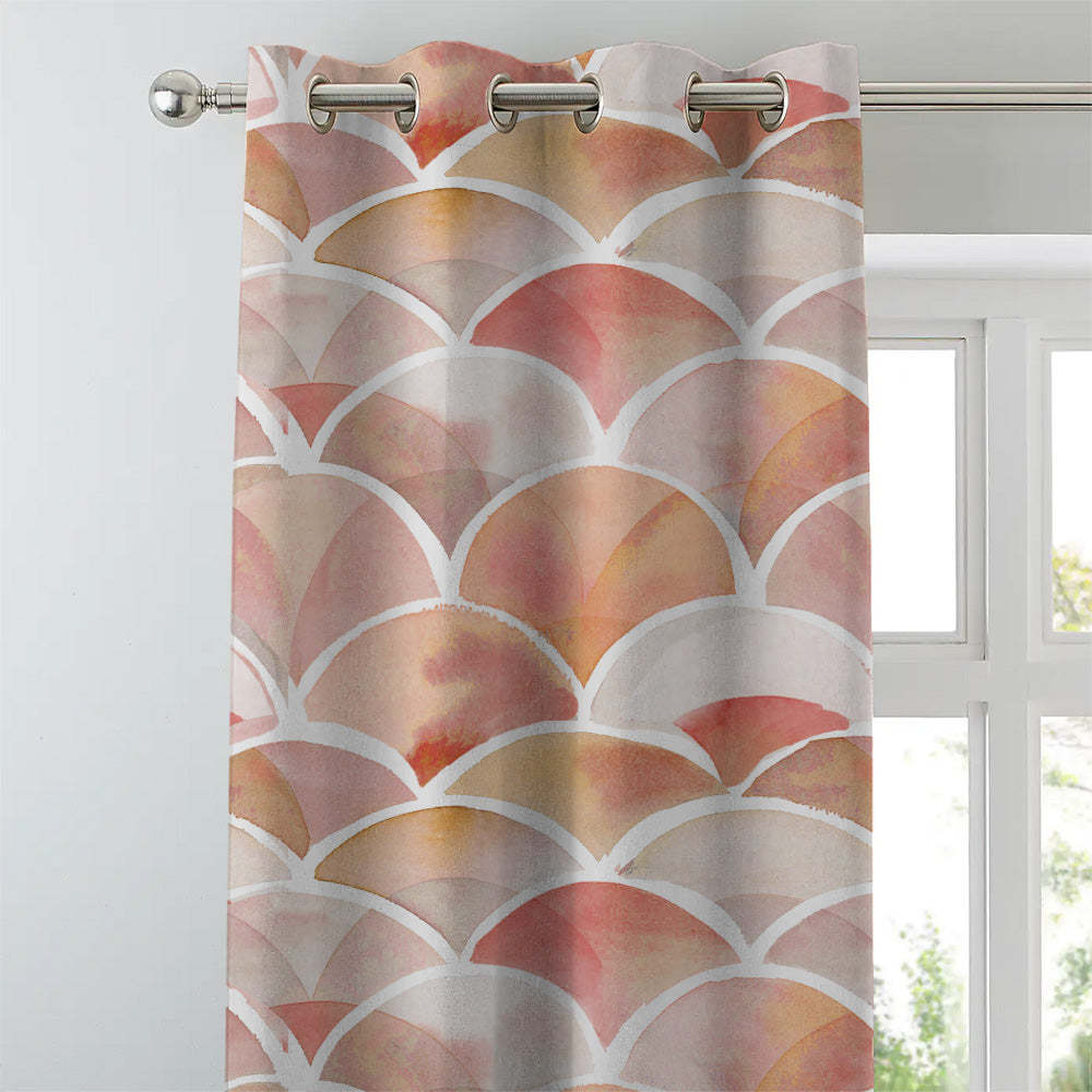 Vibrant Dreams Geometric Rust Heavy Satin Room Darkening Curtains Set Of 2 - (DS81E)