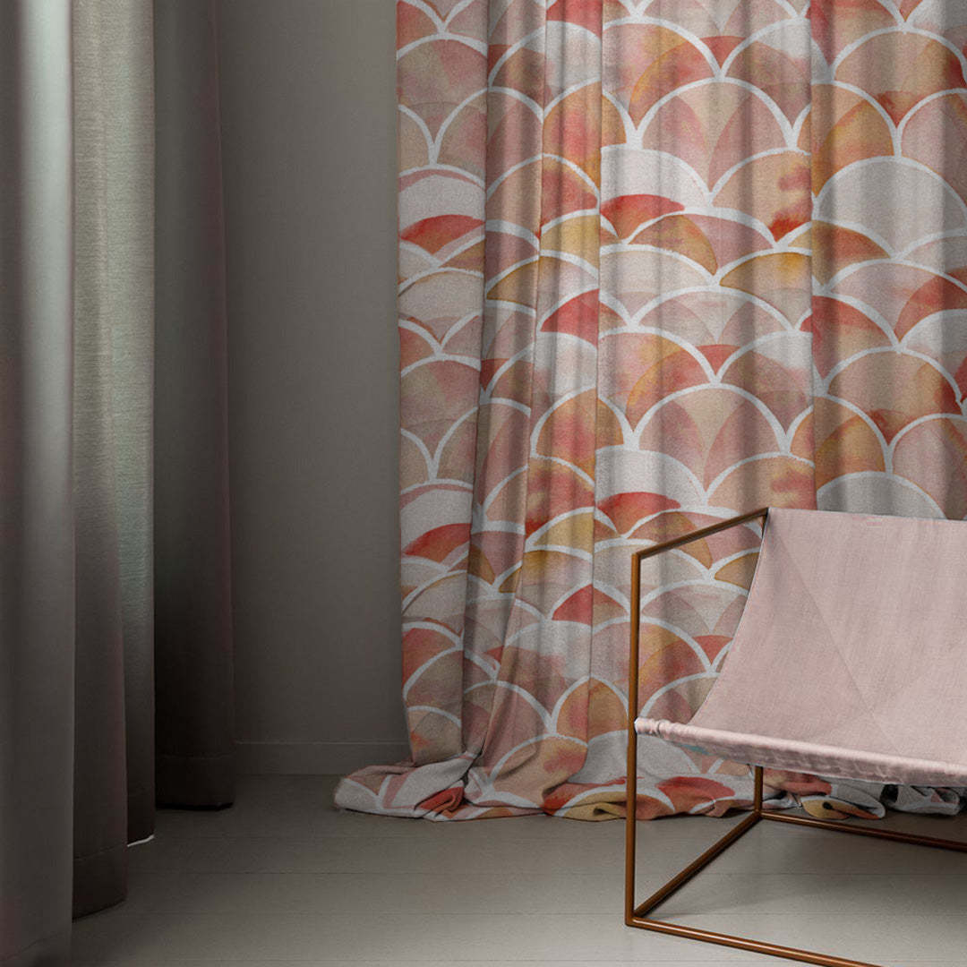 Vibrant Dreams Geometric Rust Heavy Satin Room Darkening Curtains Set Of 2 - (DS81E)