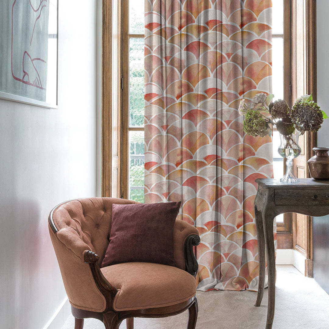 Vibrant Dreams Geometric Rust Heavy Satin Room Darkening Curtains Set Of 2 - (DS81E)