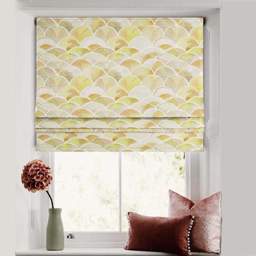 Vibrant Dreams Geometric Yellow Satin Roman Blind (DS81F)