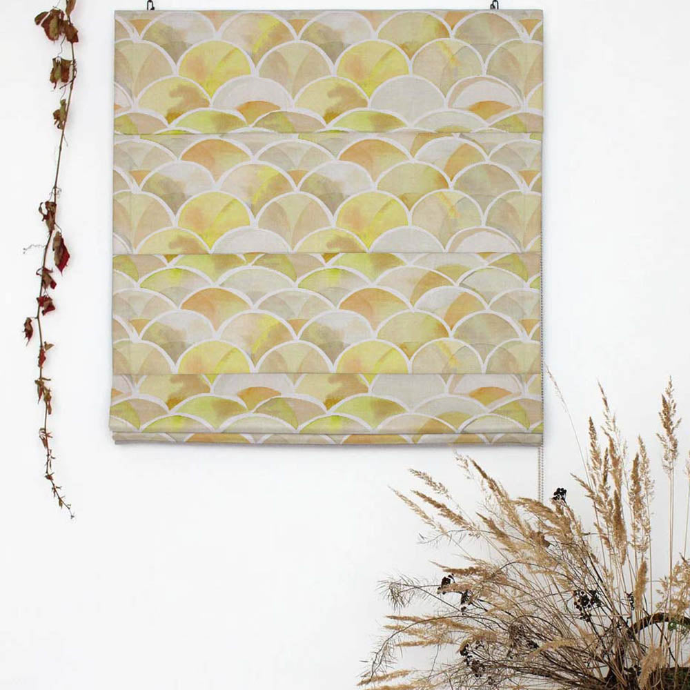 Vibrant Dreams Geometric Yellow Satin Roman Blind (DS81F)