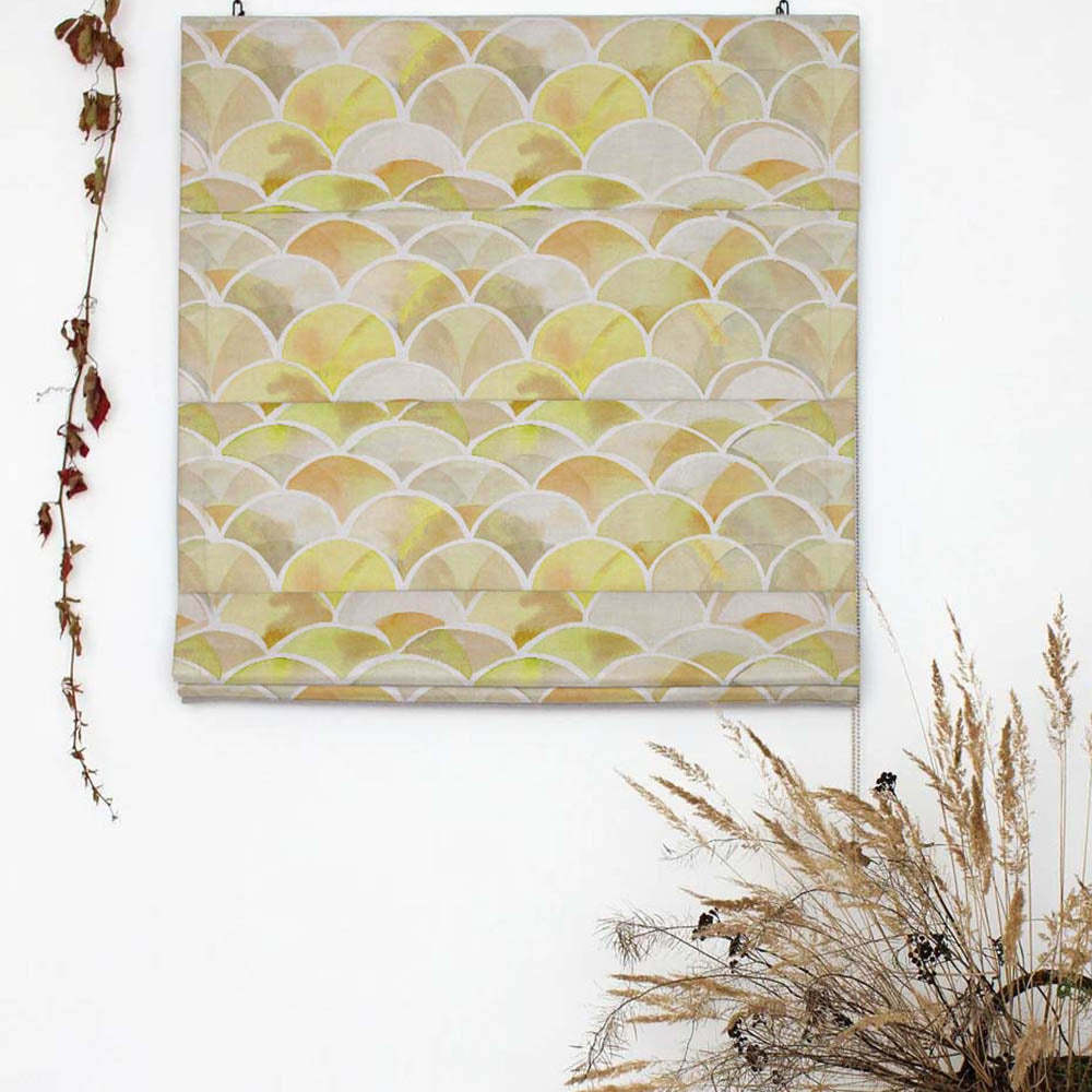 Vibrant Dreams Geometric Yellow Satin Roman Blind (DS81F)