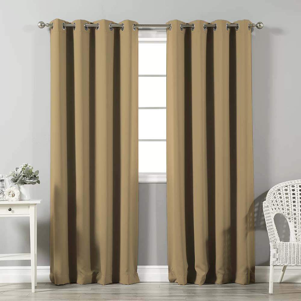 Jacquard Room Darkening Curtains in Hazelnut Brown Set Of 2 - (P85)