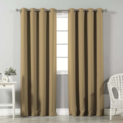 Jacquard Room Darkening Curtains in Hazelnut Brown Set Of 2 - (P85)