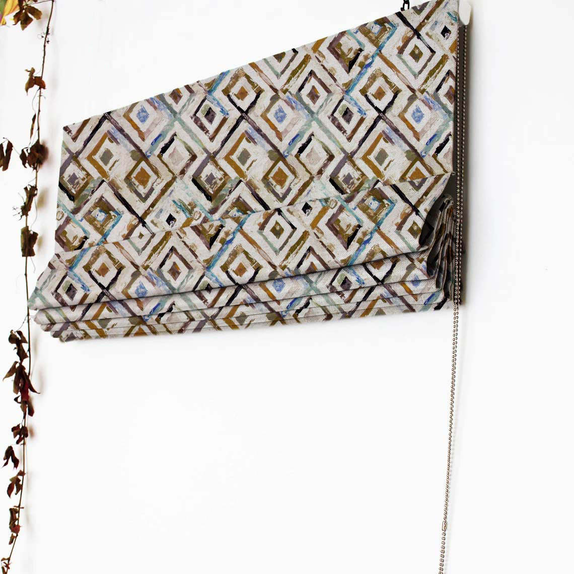 Structured Sparkle Geometric Brown Satin Roman Blind (DS87A)