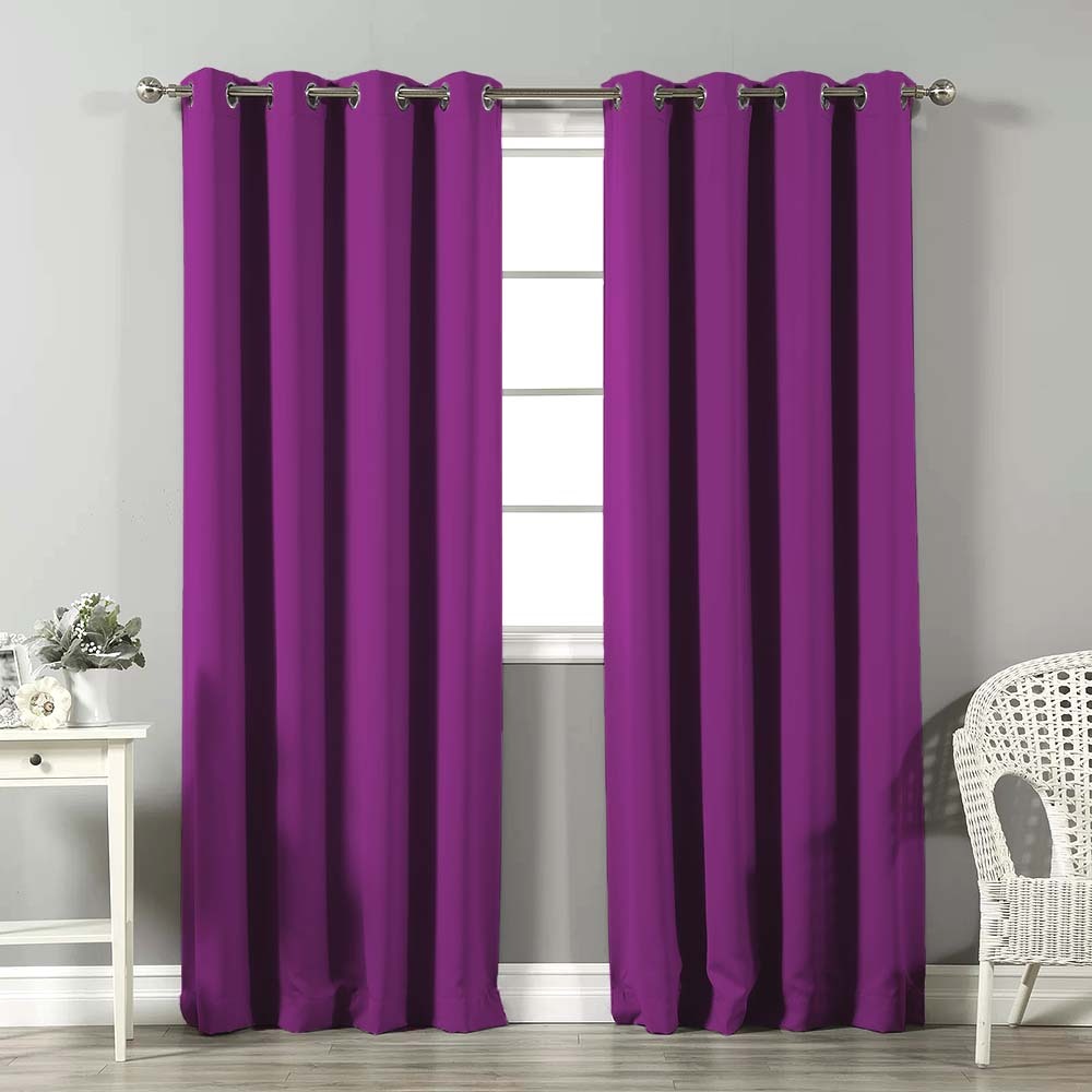Jacquard Room Darkening Curtains in Patriarch Purple Set Of 2 - (P87)