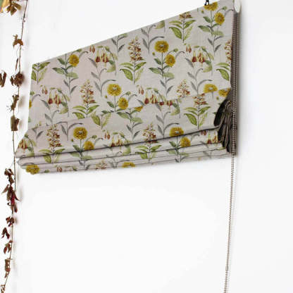 Sunny Delight Floral Mustard Yellow Satin Roman Blind (DS90A)