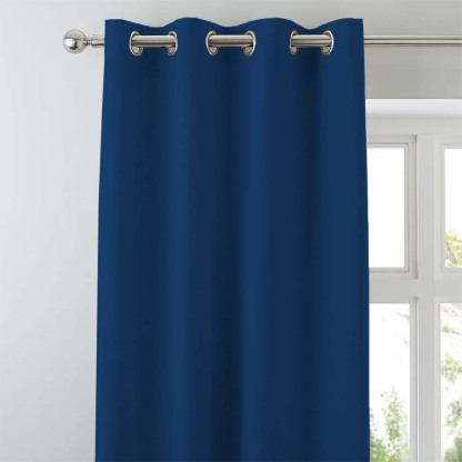 Jacquard Room Darkening Curtains in Persian Blue Set Of 2 - (P93)