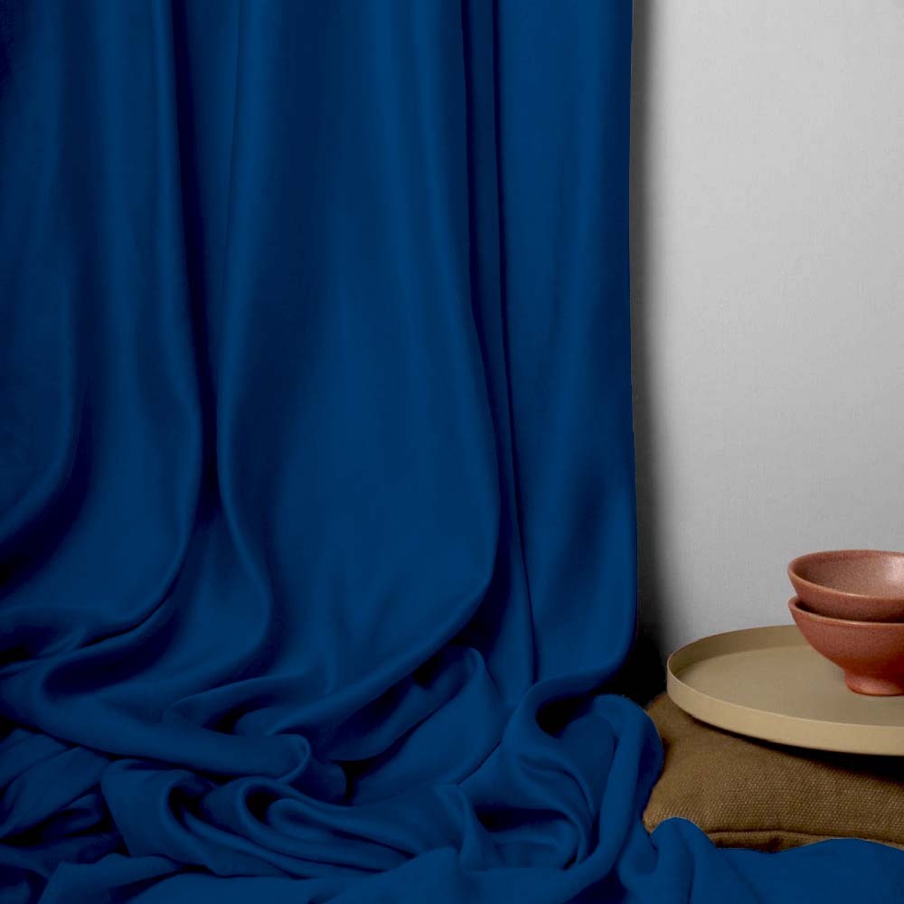 Jacquard Room Darkening Curtains in Persian Blue Set Of 2 - (P93)