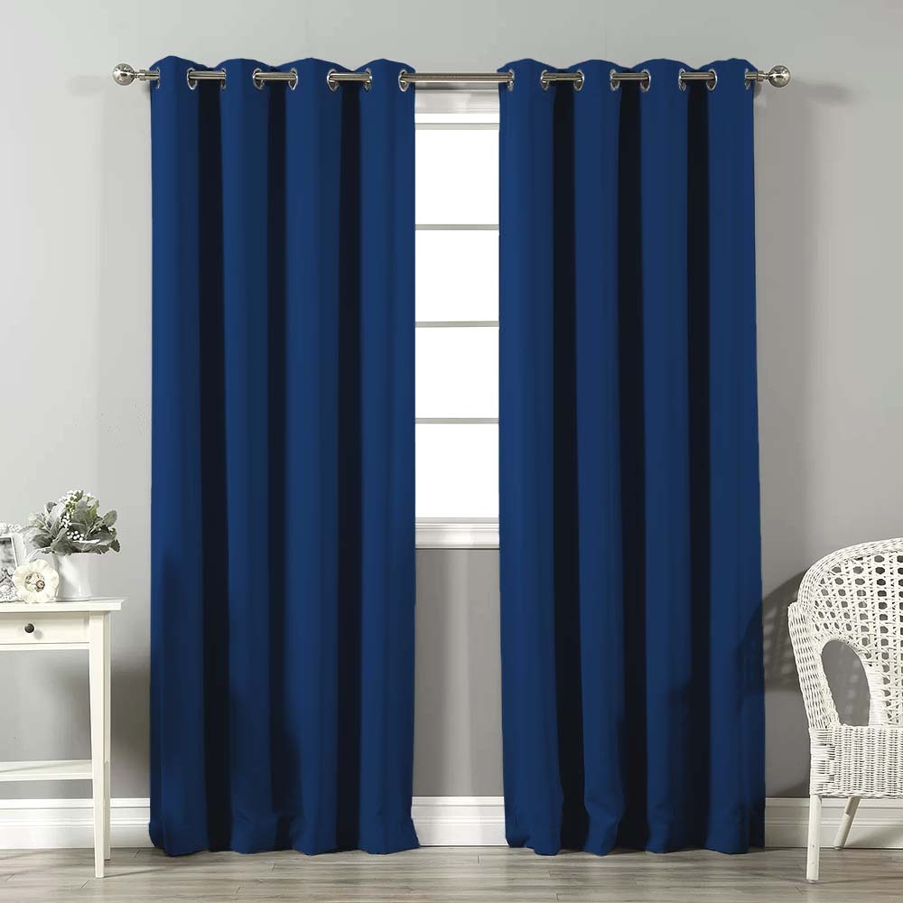 Jacquard Room Darkening Curtains in Persian Blue Set Of 2 - (P93)