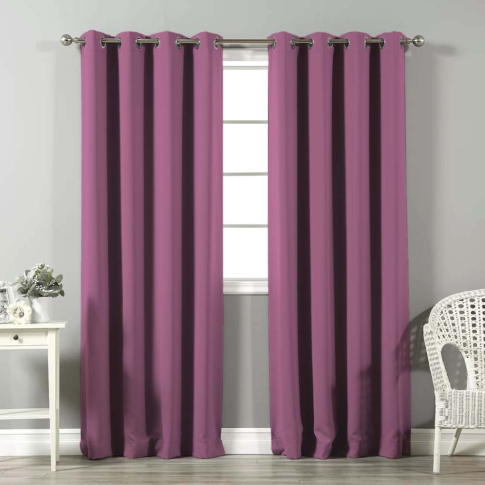 Jacquard Room Darkening Curtains in Claret Shadow Set Of 2 - (P94)