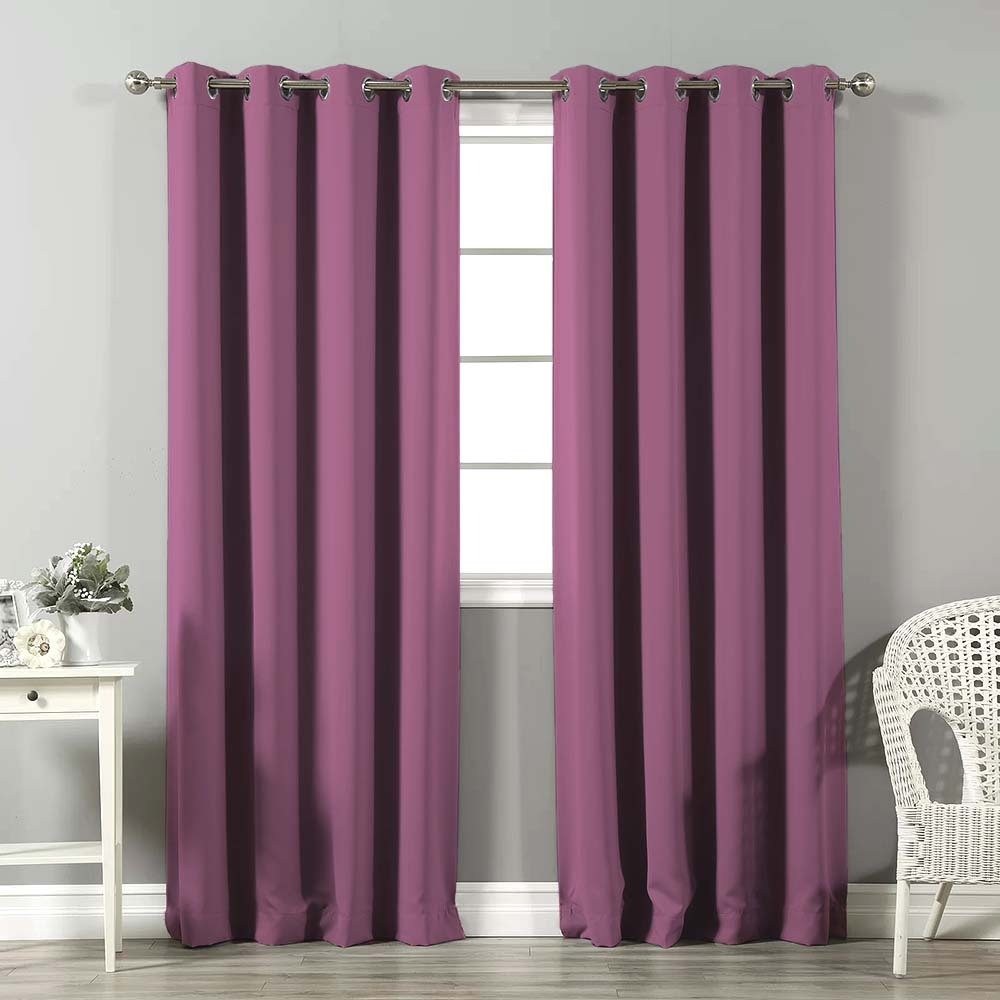 Jacquard Room Darkening Curtains in Claret Shadow Set Of 2 - (P94)