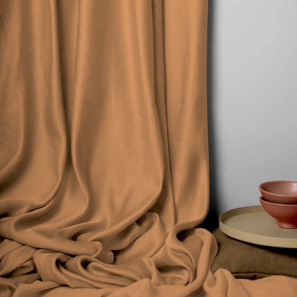 Jacquard Room Darkening Curtains in Goldfish Orange Set Of 2 - (P95)