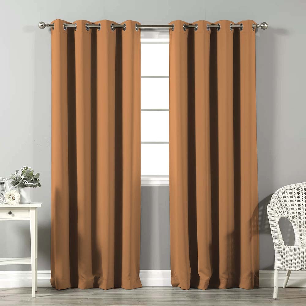 Jacquard Room Darkening Curtains in Goldfish Orange Set Of 2 - (P95)